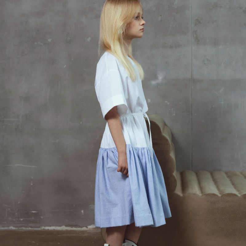 Chloe Dress - White&amp;blue