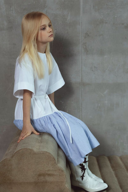 Chloe Dress - White&amp;blue