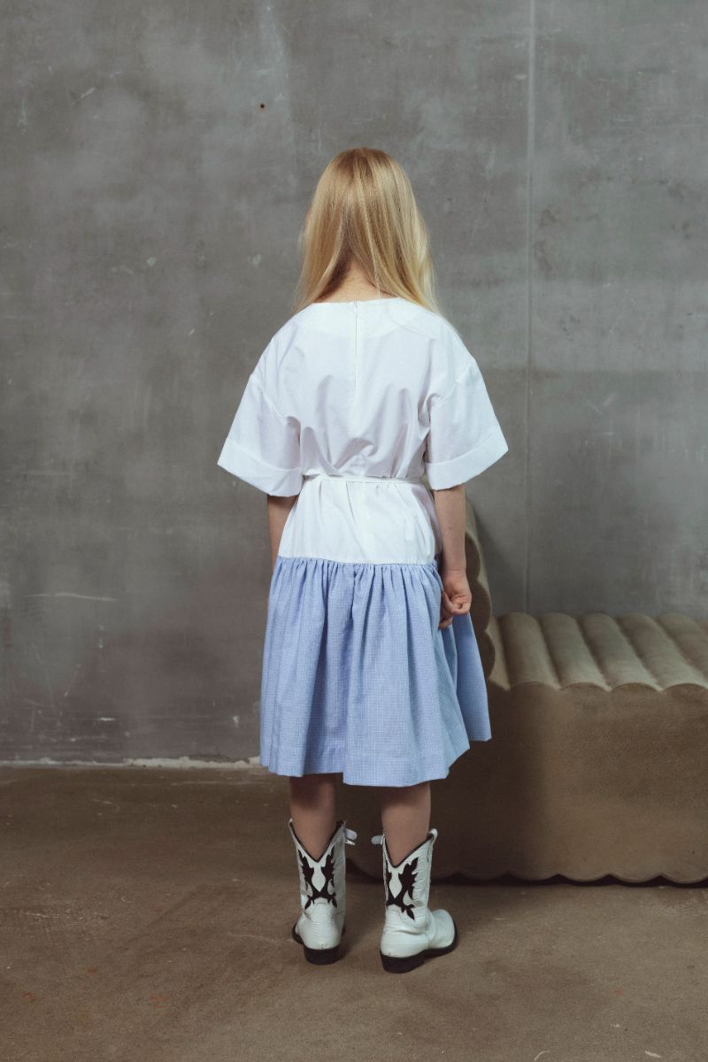 Chloe Dress - White&amp;blue