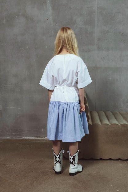 Chloe Dress - White&amp;blue