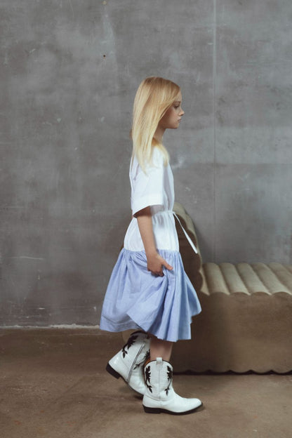 Chloe Dress - White&amp;blue