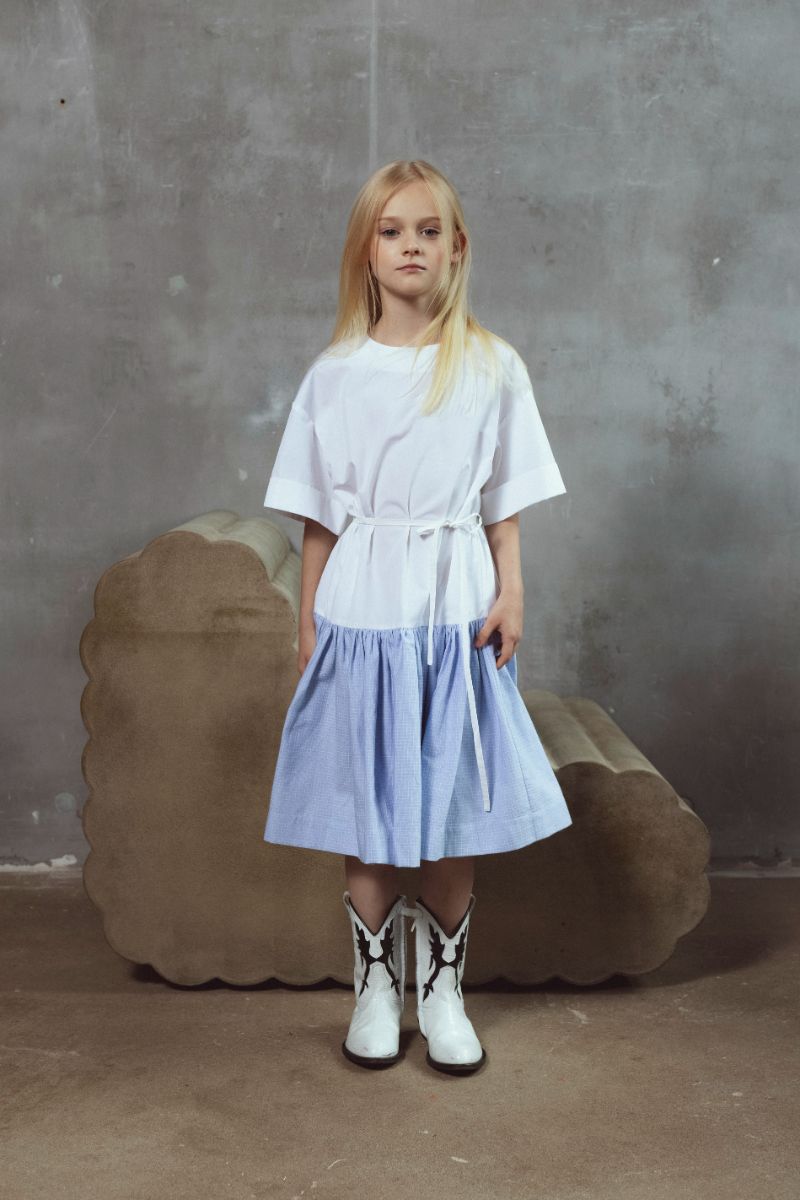 Chloe Dress - White&amp;blue