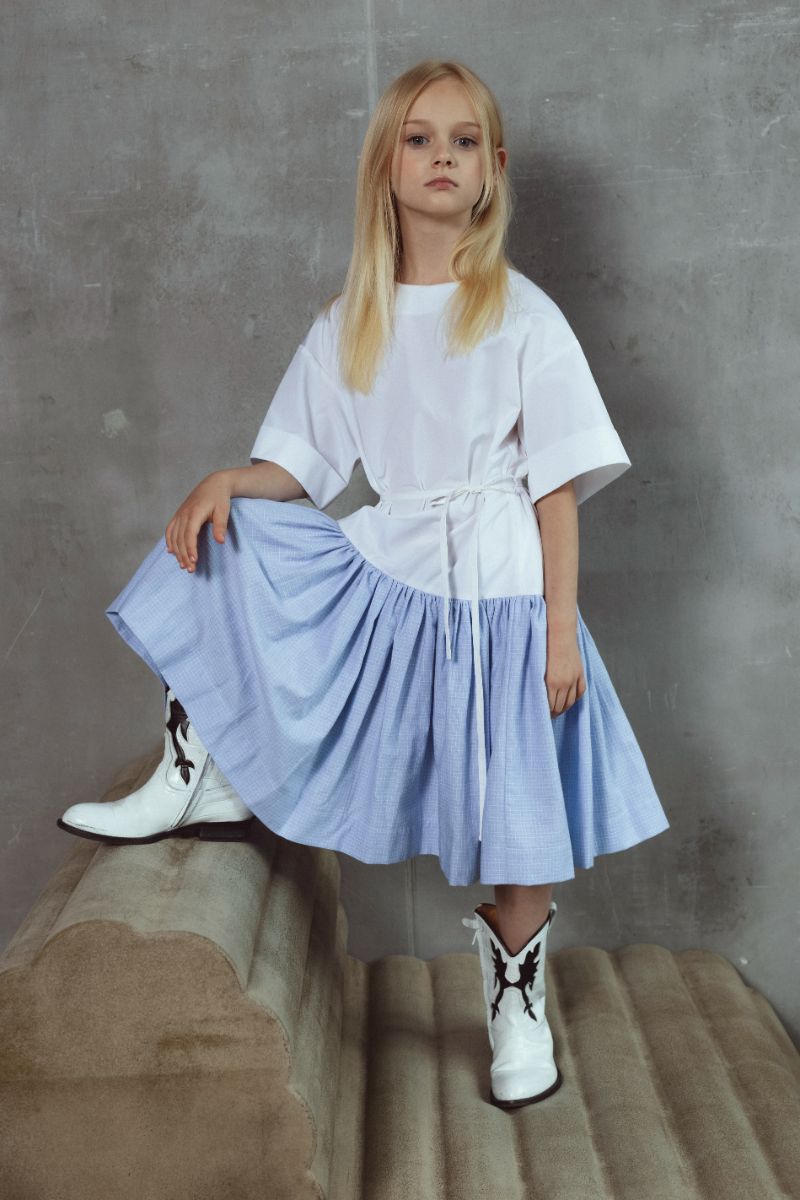 Chloe Dress - White&amp;blue