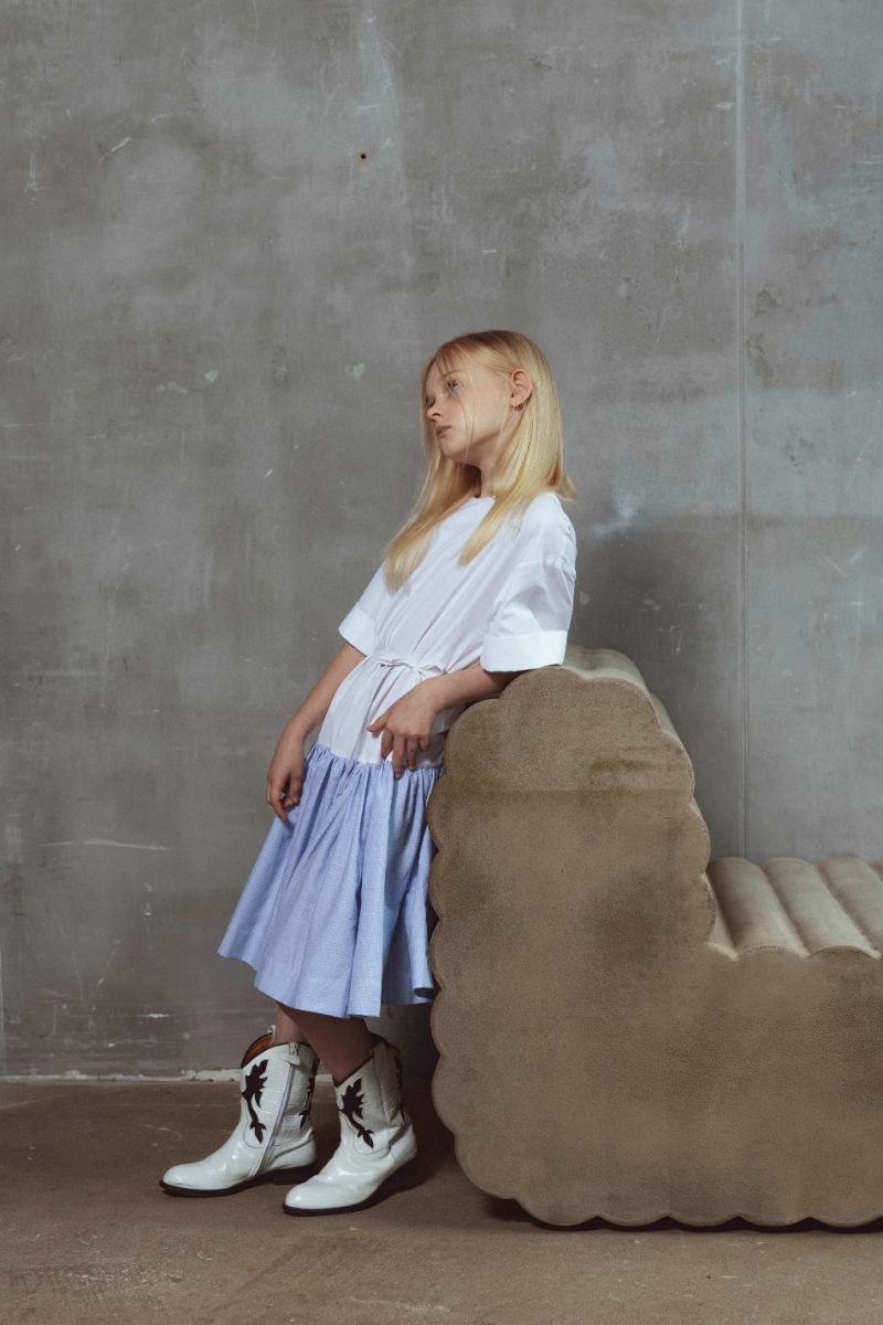 Chloe Dress - White&amp;blue