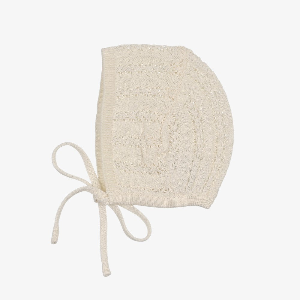 Crochet Knit Bonnet - Cream