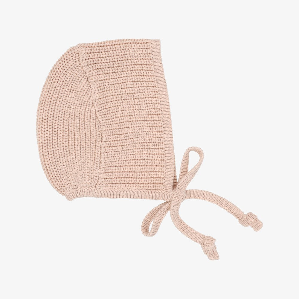 Chunky Knit Bonnet - Powder Pink