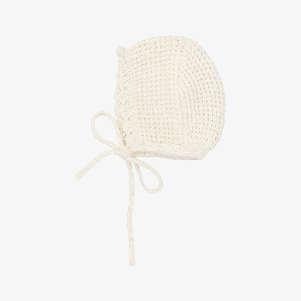 Chunky Knit Bonnet - Cream Scallop