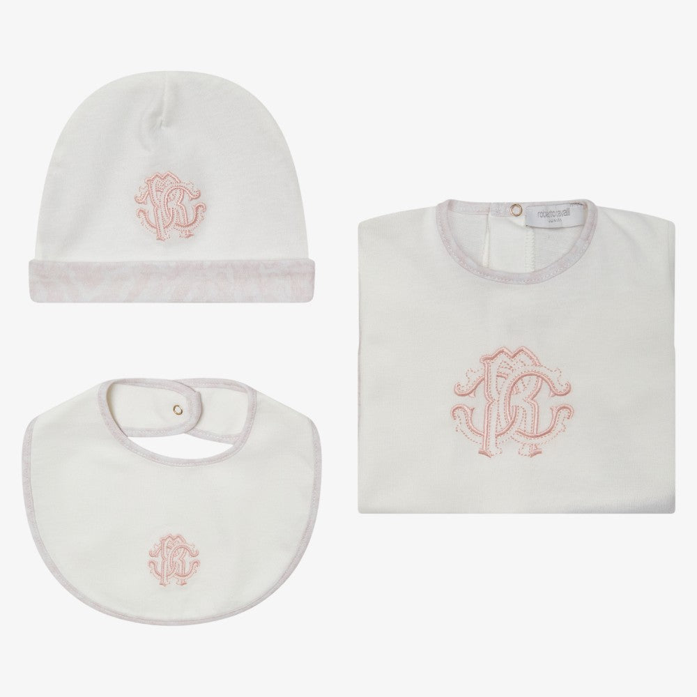 Logo Footie And Hat And Bib - Rose