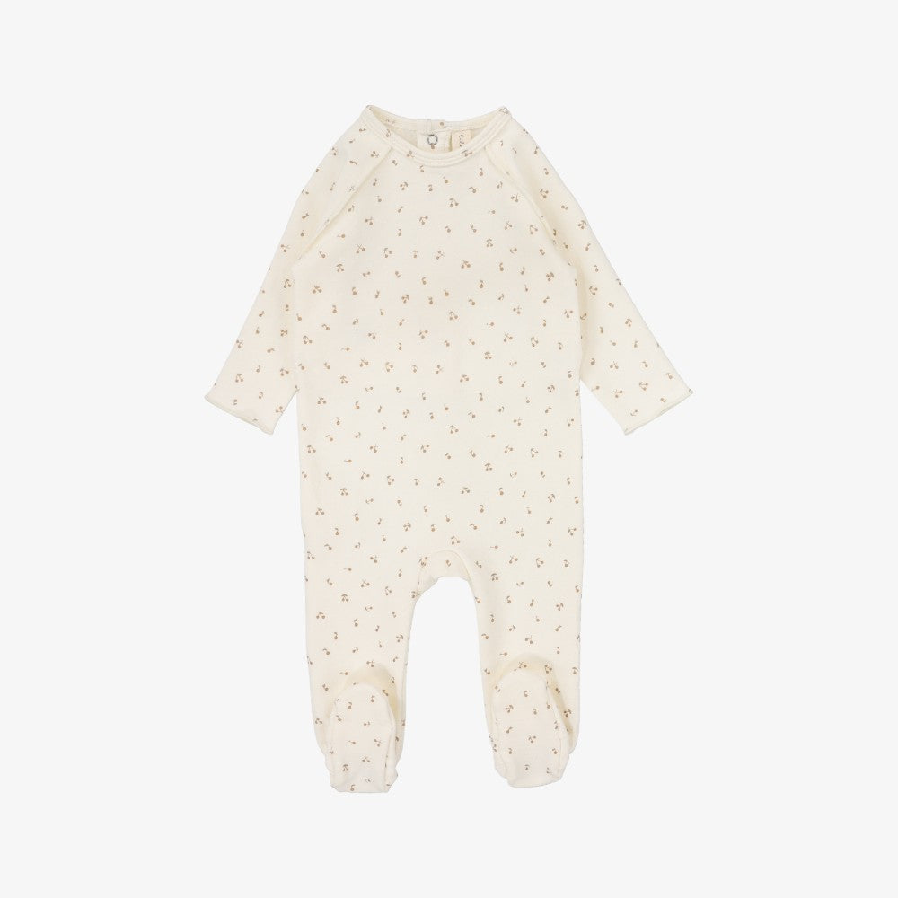 Cherry Print Footie - Dusty Pink