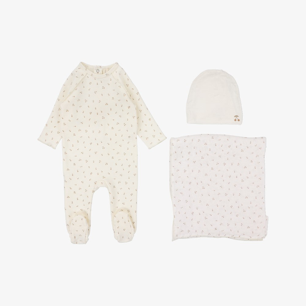 Cherry Print Take Me Home Set - Cream &amp; Pink
