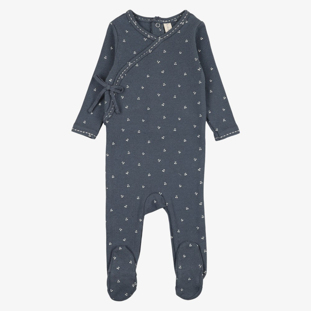 Cherry Scallop Footie - Off Navy