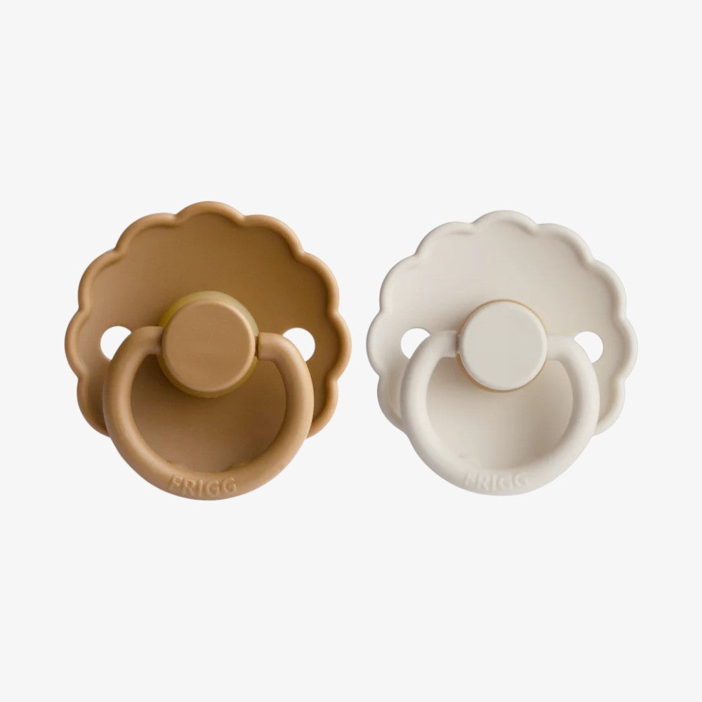 Daisy Silicone Pacifier Clip 2 Pack - Cappuccino &amp; Cream