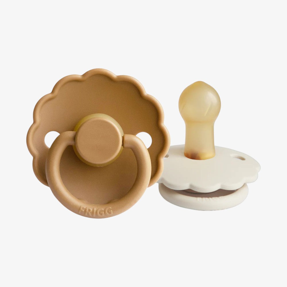Daisy Silicone Pacifier Clip 2 Pack - Cappuccino &amp; Cream