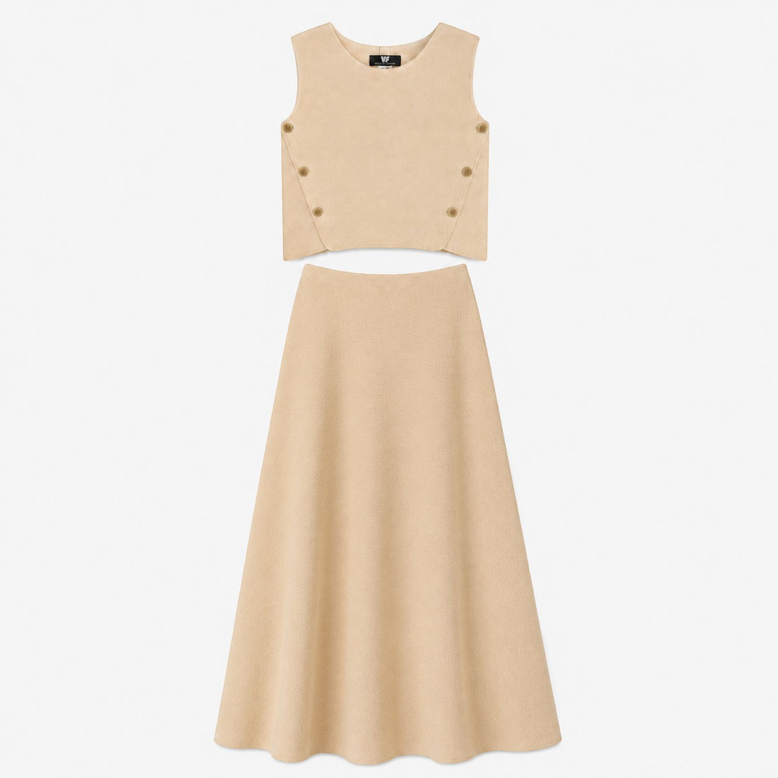 Button Vest And Skirt - Ivory