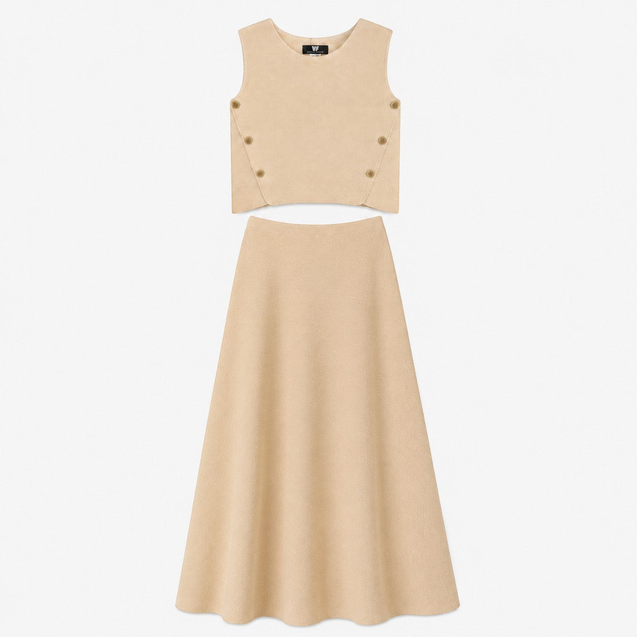 Button Vest And Skirt - Ivory