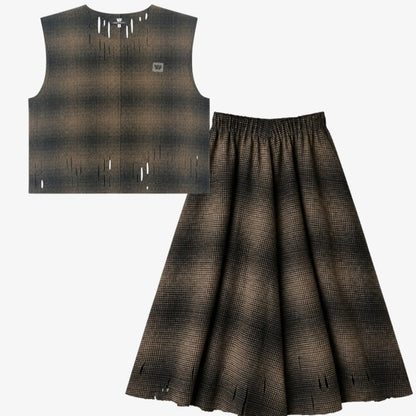 Plaid Vest And Skirt - Plaid