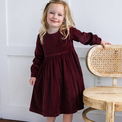 Corduroy Dress - Burgundy