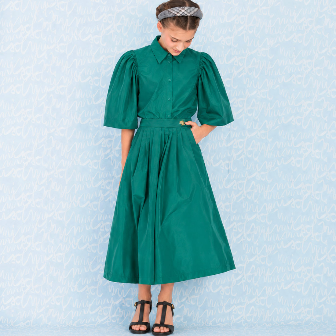 Tafetta Maxi Skirt - Green