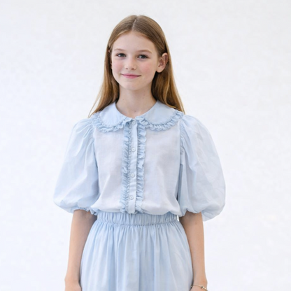 Ruffle Shirt - Light Blue