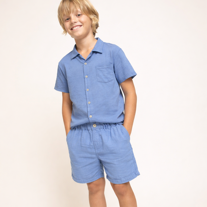 Linen Bermuda - Ocean Blue