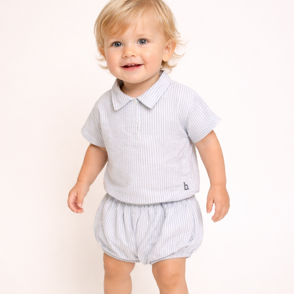 Stripe Shirt And Bloomer - Sky Blue