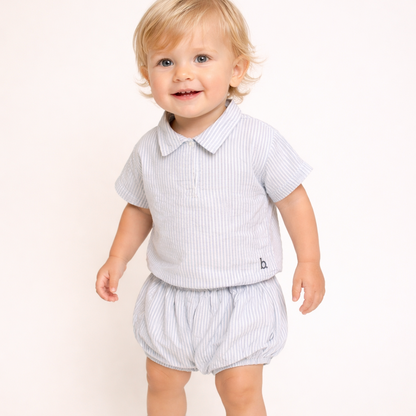 Stripe Shirt And Bloomer - Sky Blue