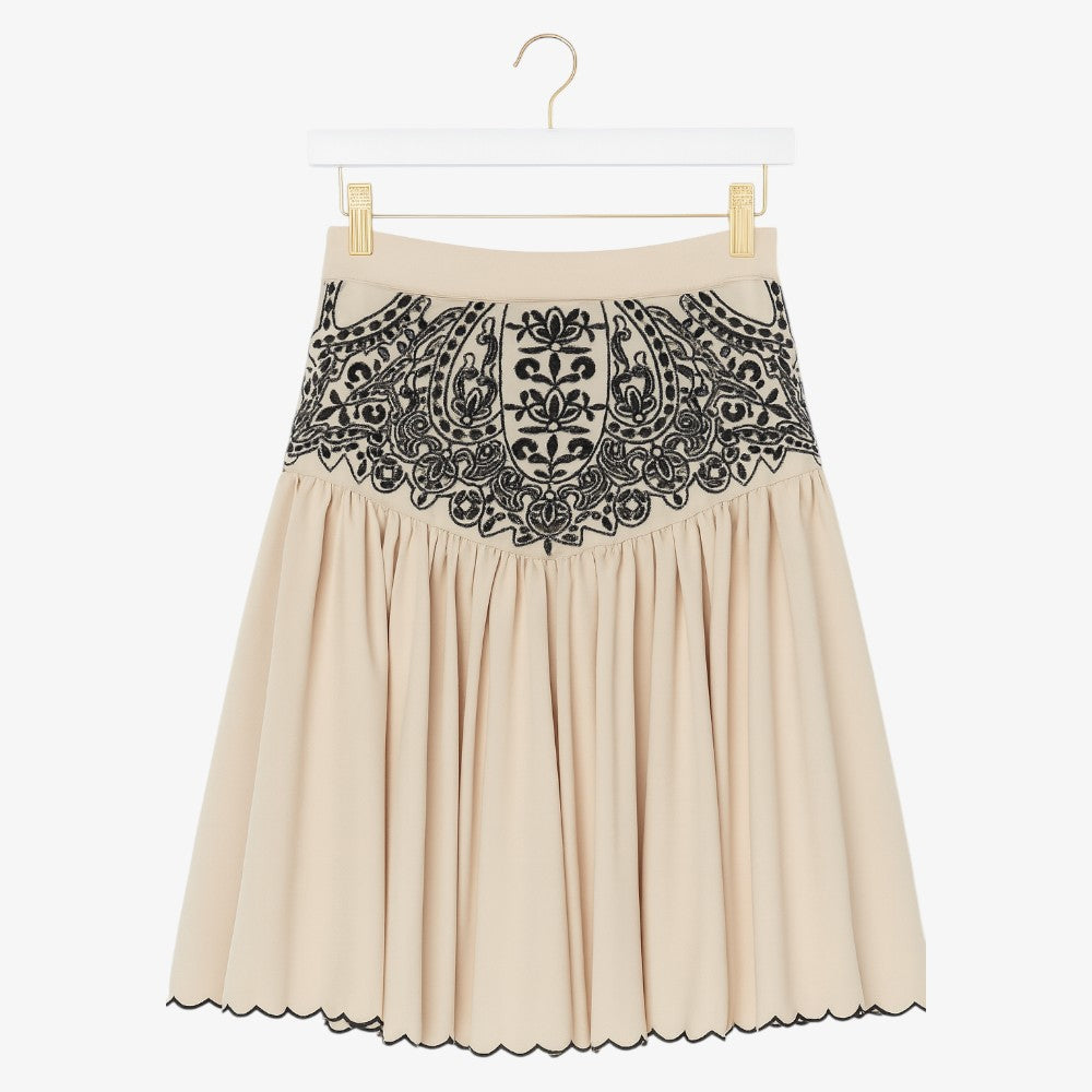 Embroidered Skirt - Nougat &amp; Black