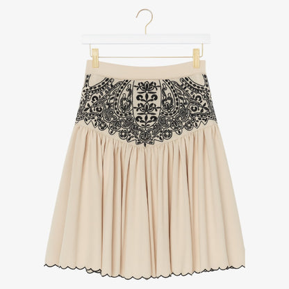 Embroidered Skirt - Nougat &amp; Black