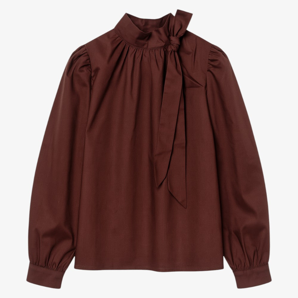 Blouse With Bow - Burgundy
