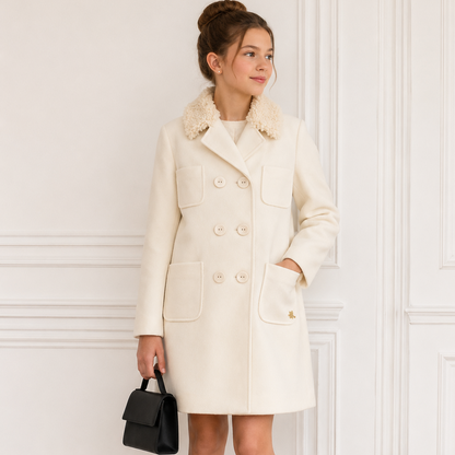 Teddy Collar Coat - Cream
