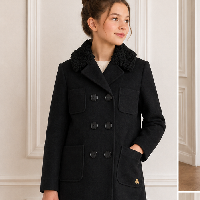 Teddy Collar Coat - Black