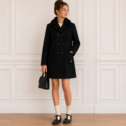 Teddy Collar Coat - Black