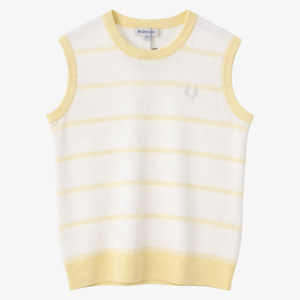 Stripe Ribbed Vest - White &amp; Yellow