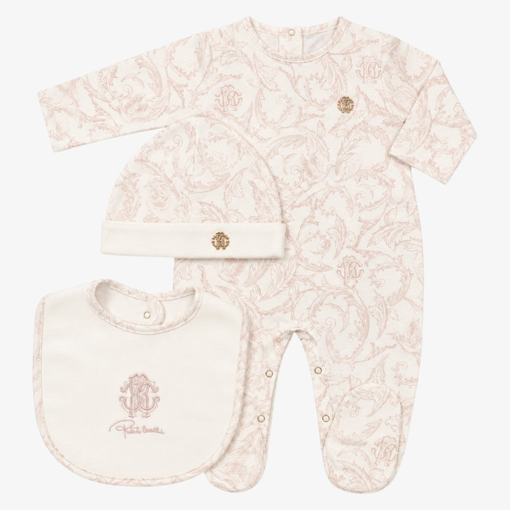 Leaf Footie With Hat And Bib - Rose