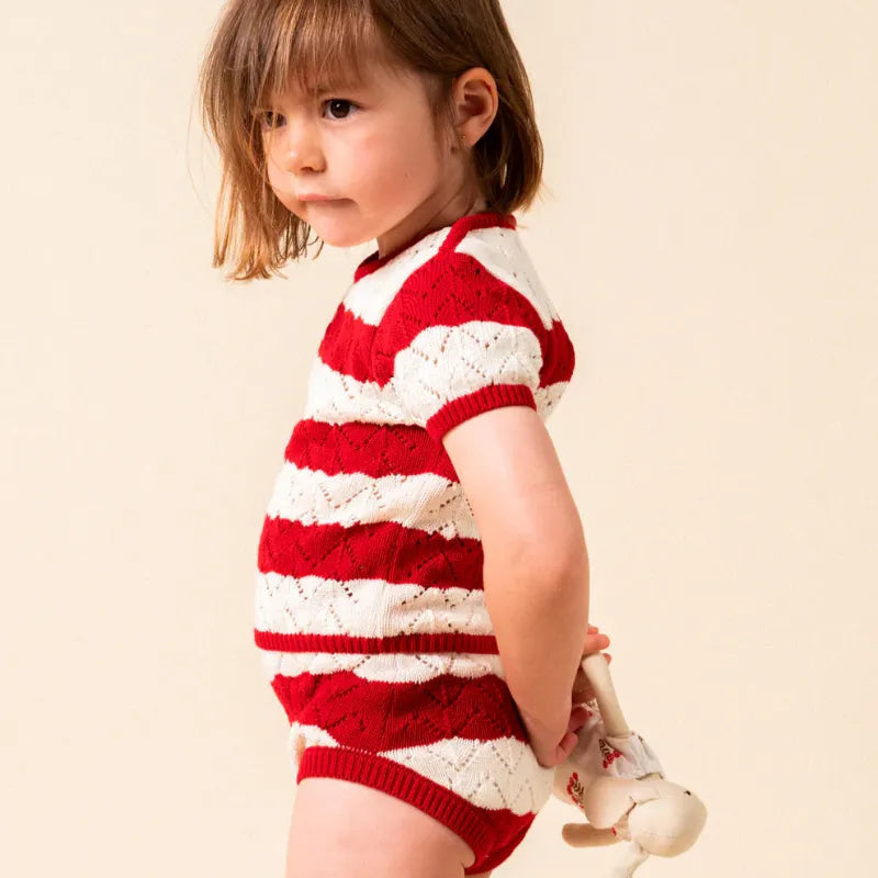 Stripe Sweate And Bloomer - Chili