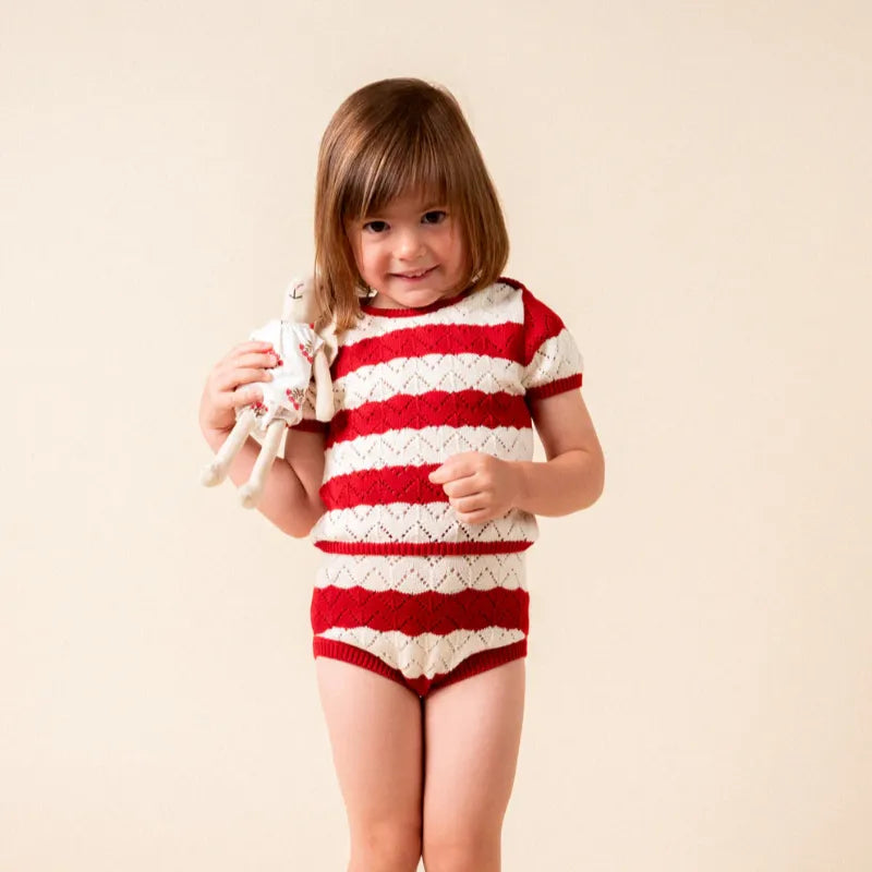 Stripe Sweate And Bloomer - Chili