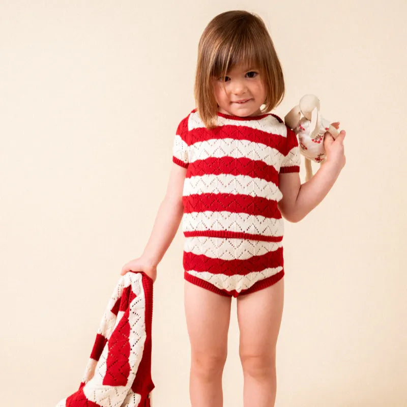 Stripe Sweate And Bloomer - Chili