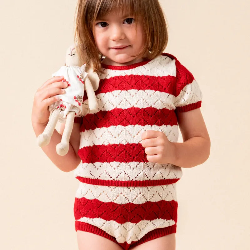 Stripe Sweate And Bloomer - Chili