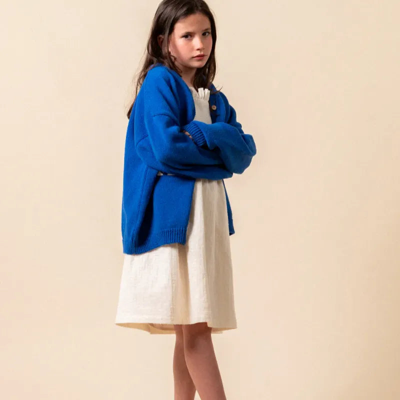 Embroidered Floral Cardigan - Cobalt