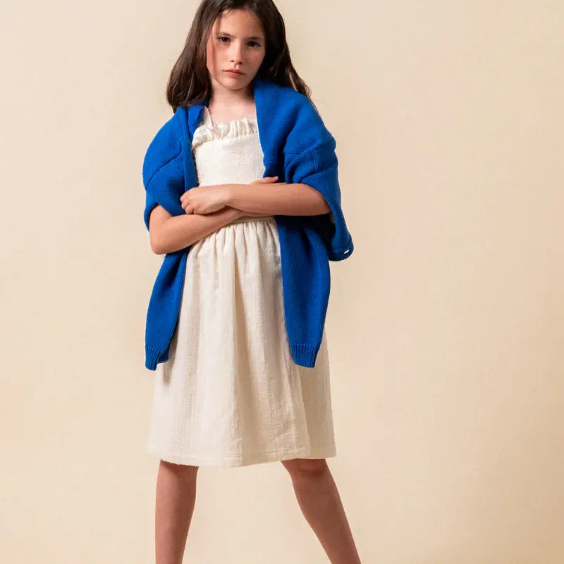 Embroidered Floral Cardigan - Cobalt