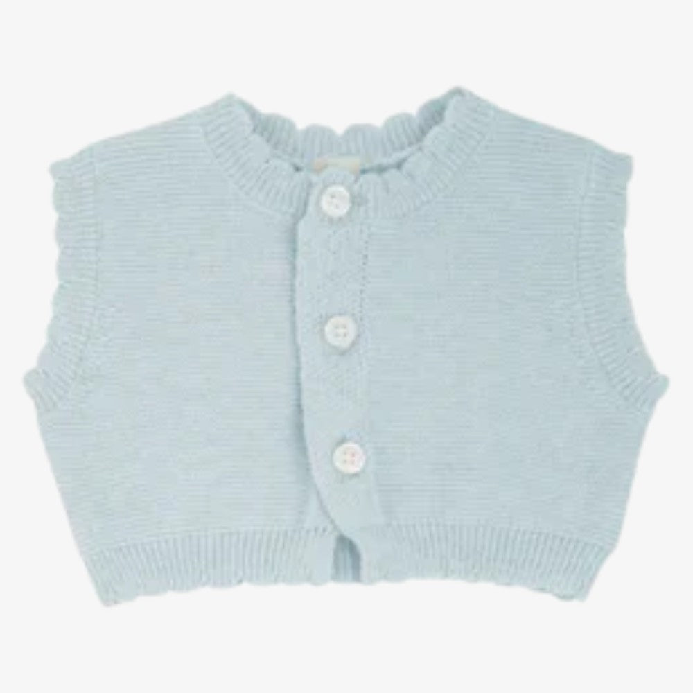 Knit Vest Footie And Bonnet - Celeste