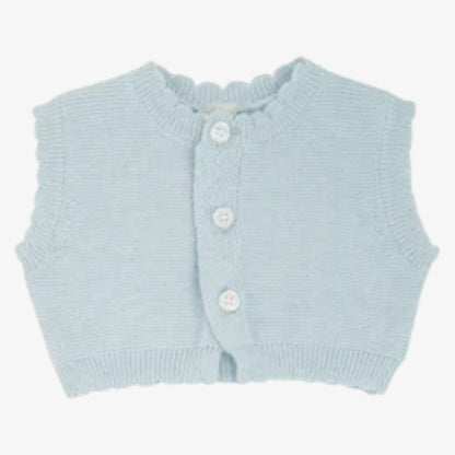 Knit Vest Footie And Bonnet - Celeste