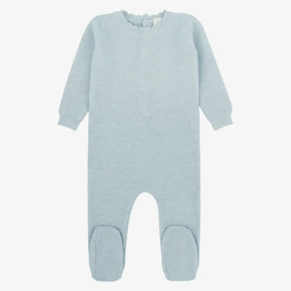 Knit Vest Footie And Bonnet - Celeste