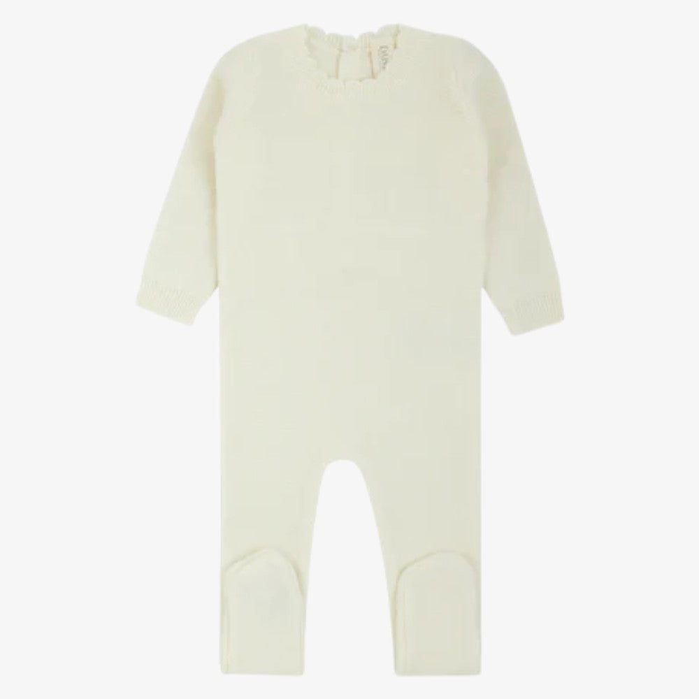 Knit Vest Footie And Bonnet - Cream