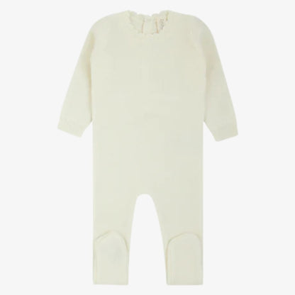 Knit Vest Footie And Bonnet - Cream