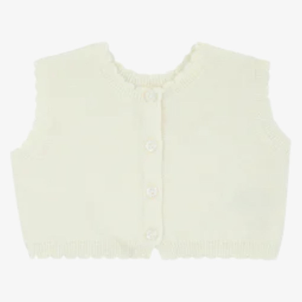 Knit Vest Footie And Bonnet - Cream