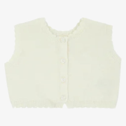 Knit Vest Footie And Bonnet - Cream