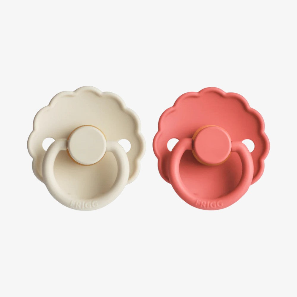 Daisy Silicone Pacifier Clip 2 Pack - Cream &amp; Poppy