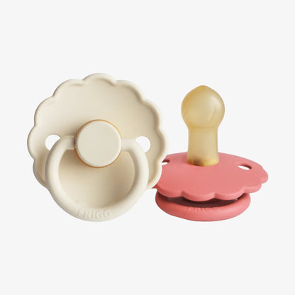 Daisy Silicone Pacifier Clip 2 Pack - Cream &amp; Poppy