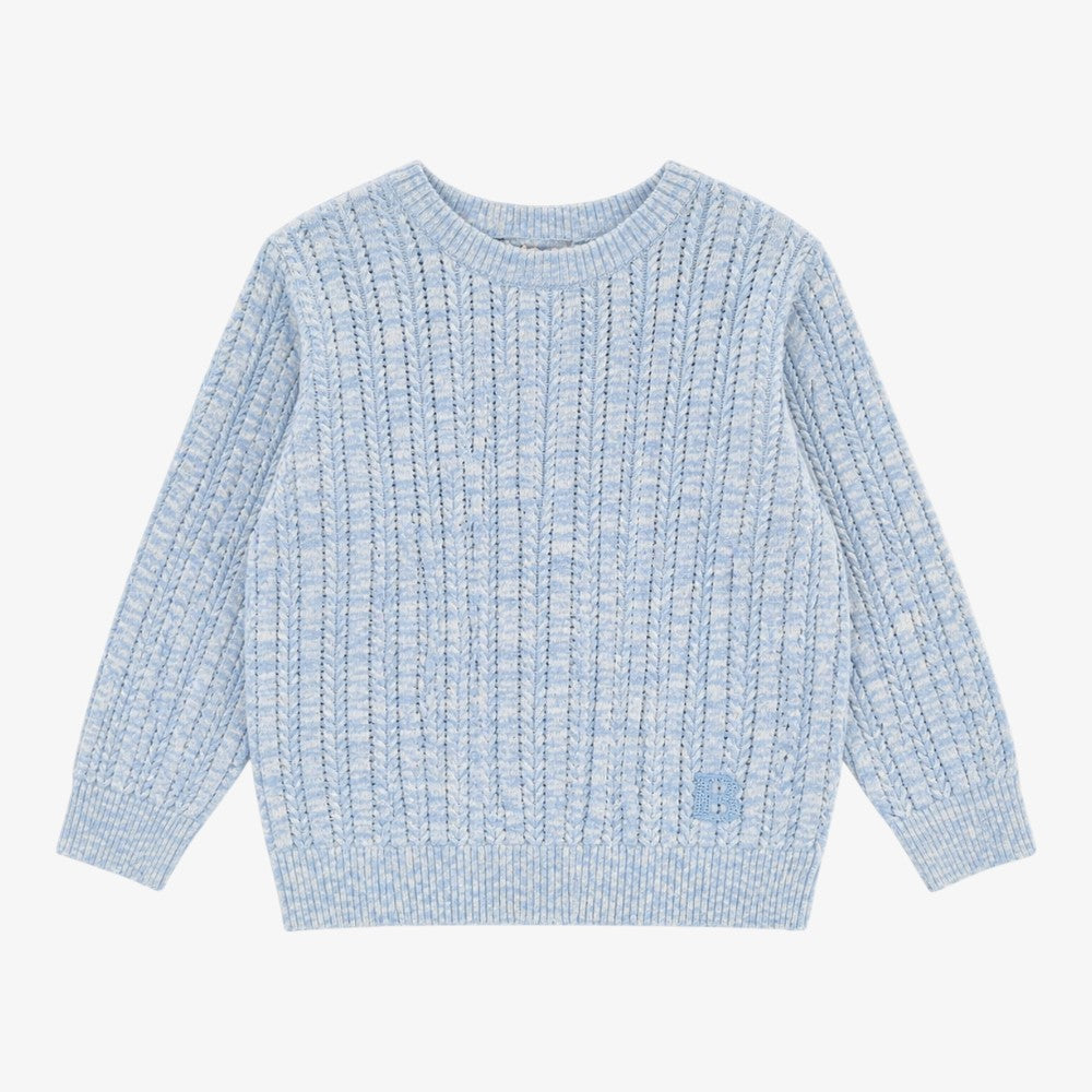 Marled Braided Sweater - Light Blue